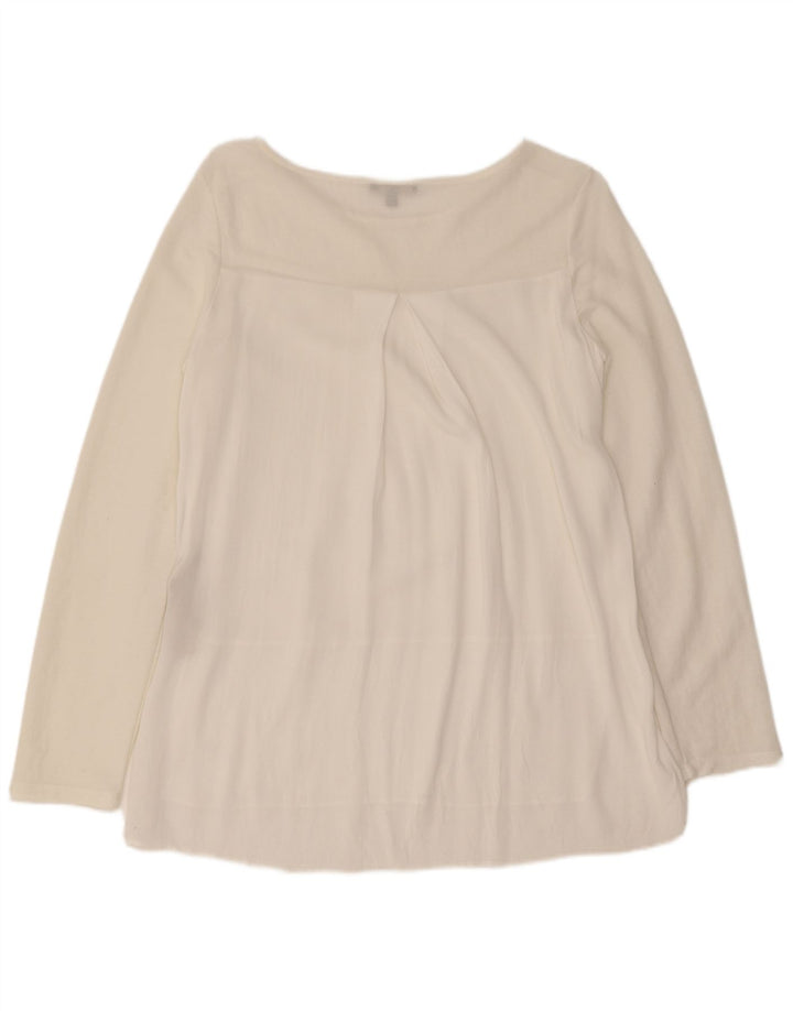 Massimo Dutti Womens Long Sleeve Blouse Top UK 10 Small White Viscose