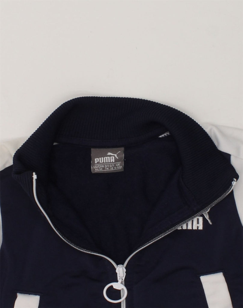 PUMA Baby Boys Tracksuit Top Jacket 6-9 Months Navy Blue Colourblock | Vintage Puma | Thrift | Second-Hand Puma | Used Clothing | Messina Hembry 