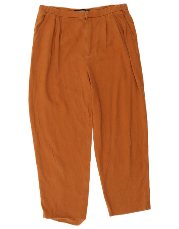 Zara Womens Loose Fit Cropped Trousers Medium W28 L24 Brown