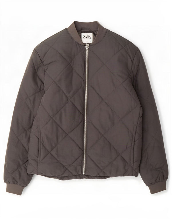 Zara Mens Padded Jacket UK 38 Medium Grey Nylon