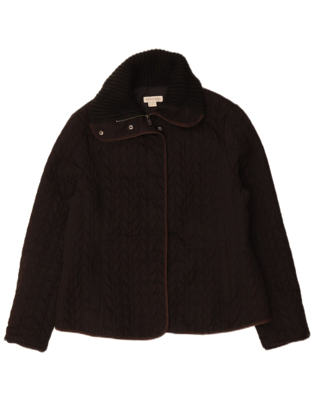 Monsoon Womens Quilted Jacket UK 16 Large Brown Polyester