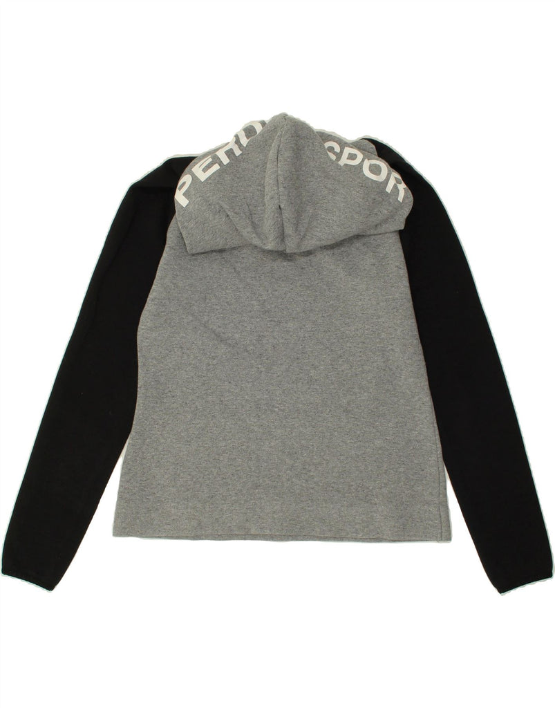 SUPERDRY Womens Graphic Hoodie Jumper UK 14 Medium Grey Colourblock Cotton | Vintage Superdry | Thrift | Second-Hand Superdry | Used Clothing | Messina Hembry 