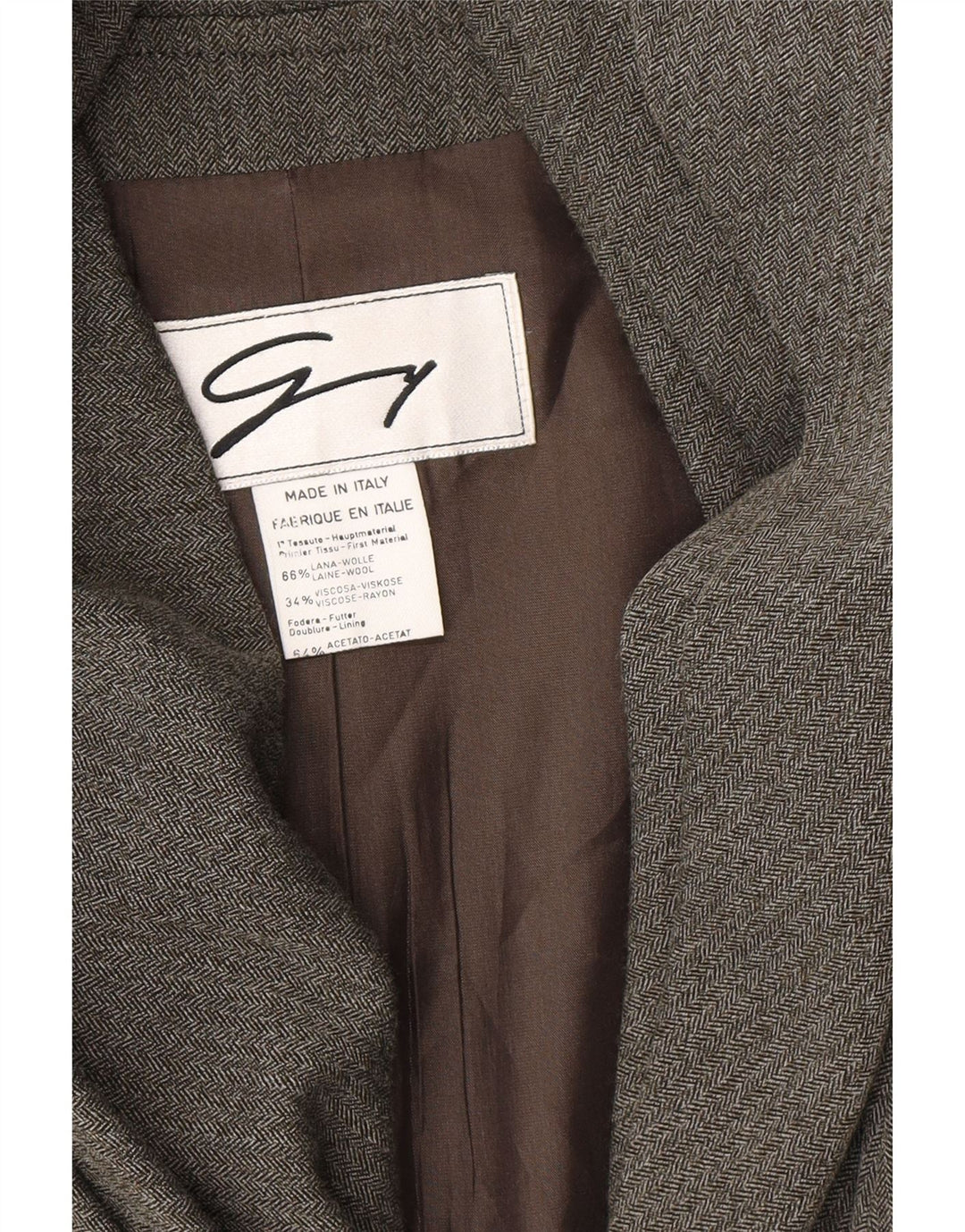 Genny Womens 3 Button Blazer Jacket UK 14 Medium Grey Herringbone Wool