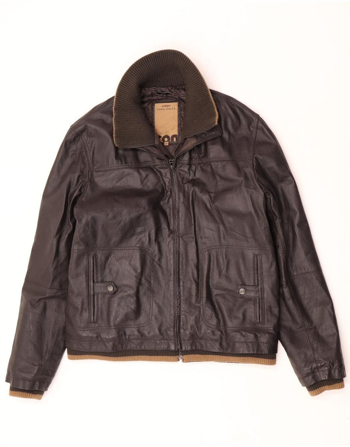 Conbipel Mens Leather Jacket IT 52 XL Brown Leather