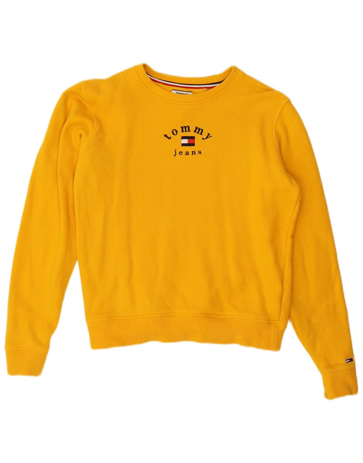 TOMMY HILFIGER Womens Oversized Sweatshirt Jumper UK 10 Small Yellow