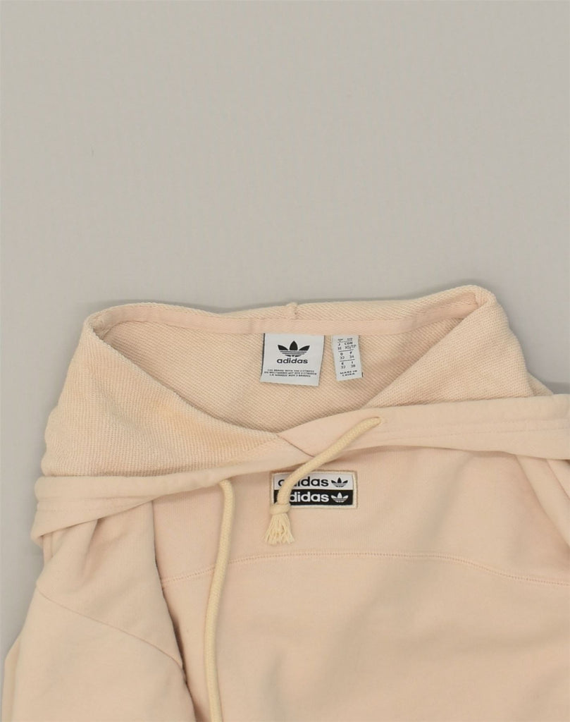 ADIDAS Womens Crop Graphic Hoodie Jumper UK 6 XS Pink Cotton | Vintage Adidas | Thrift | Second-Hand Adidas | Used Clothing | Messina Hembry 