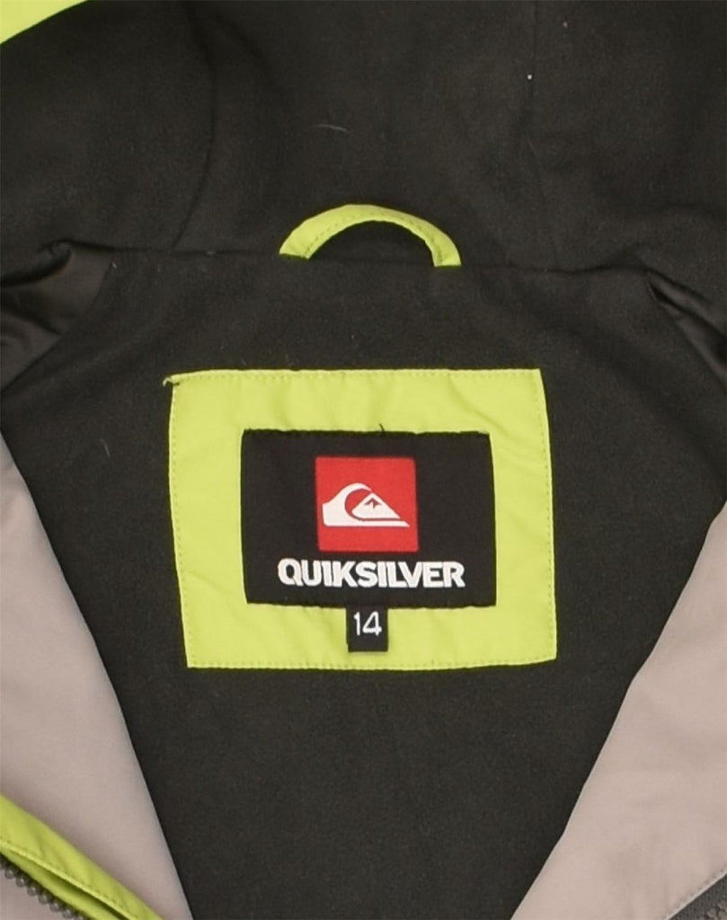 QUIKSILVER Boys Hooded Windbreaker Jacket 13-14 Years Green Colourblock | Vintage Quiksilver | Thrift | Second-Hand Quiksilver | Used Clothing | Messina Hembry 