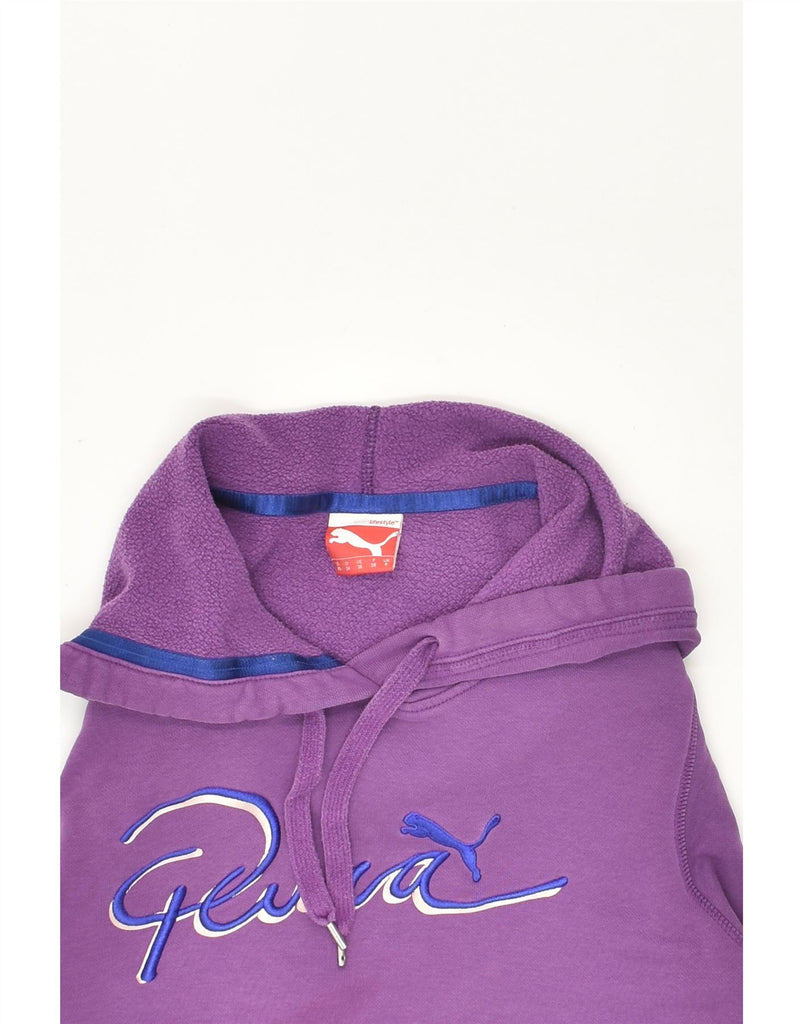 PUMA Womens Graphic Hoodie Jumper UK 8 Small Purple Cotton | Vintage Puma | Thrift | Second-Hand Puma | Used Clothing | Messina Hembry 