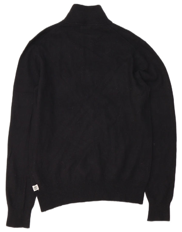 TIMBERLAND Mens Zip Neck Jumper Sweater Small Black Cashmere