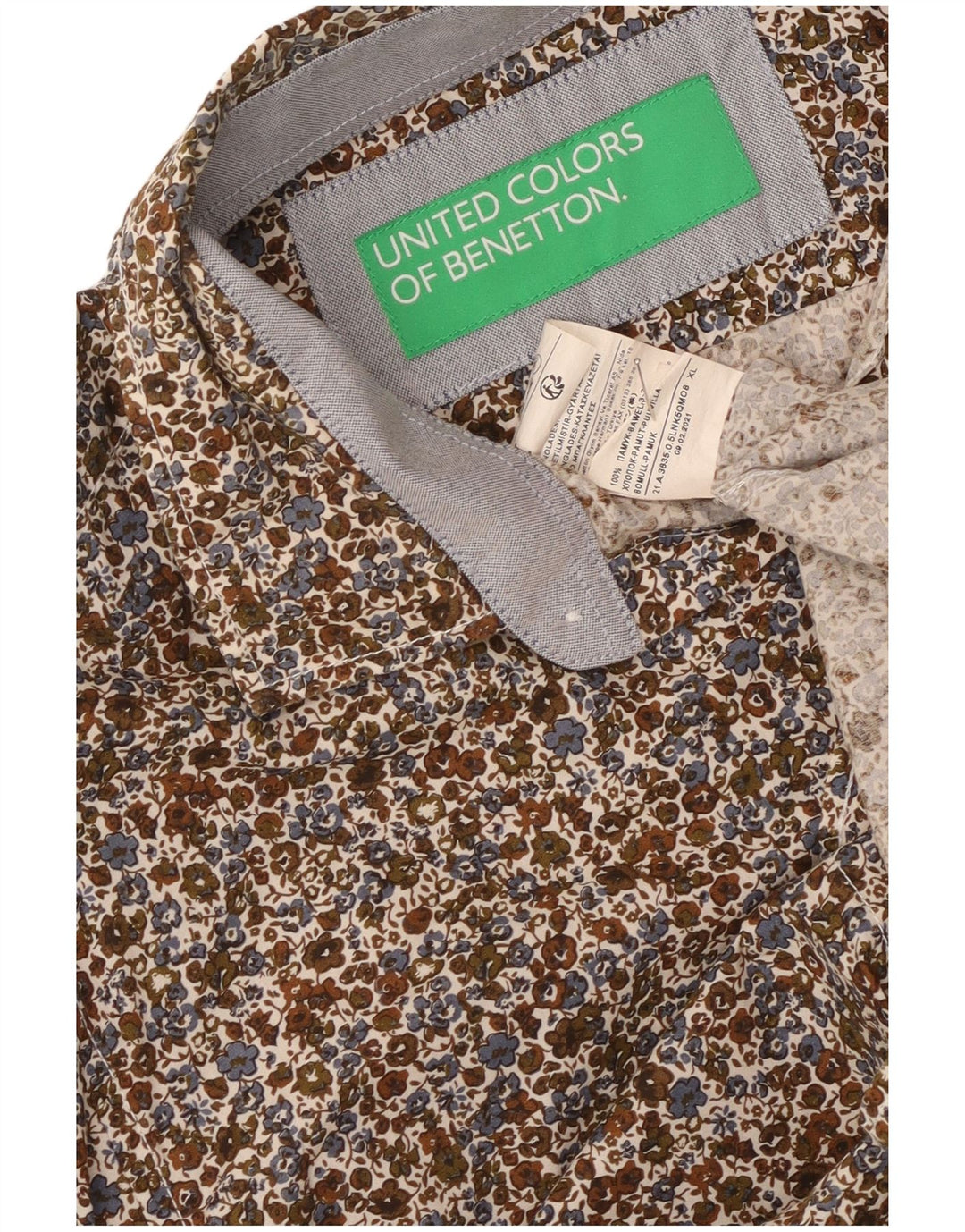 Benetton Mens Shirt XL Multicoloured Floral Cotton