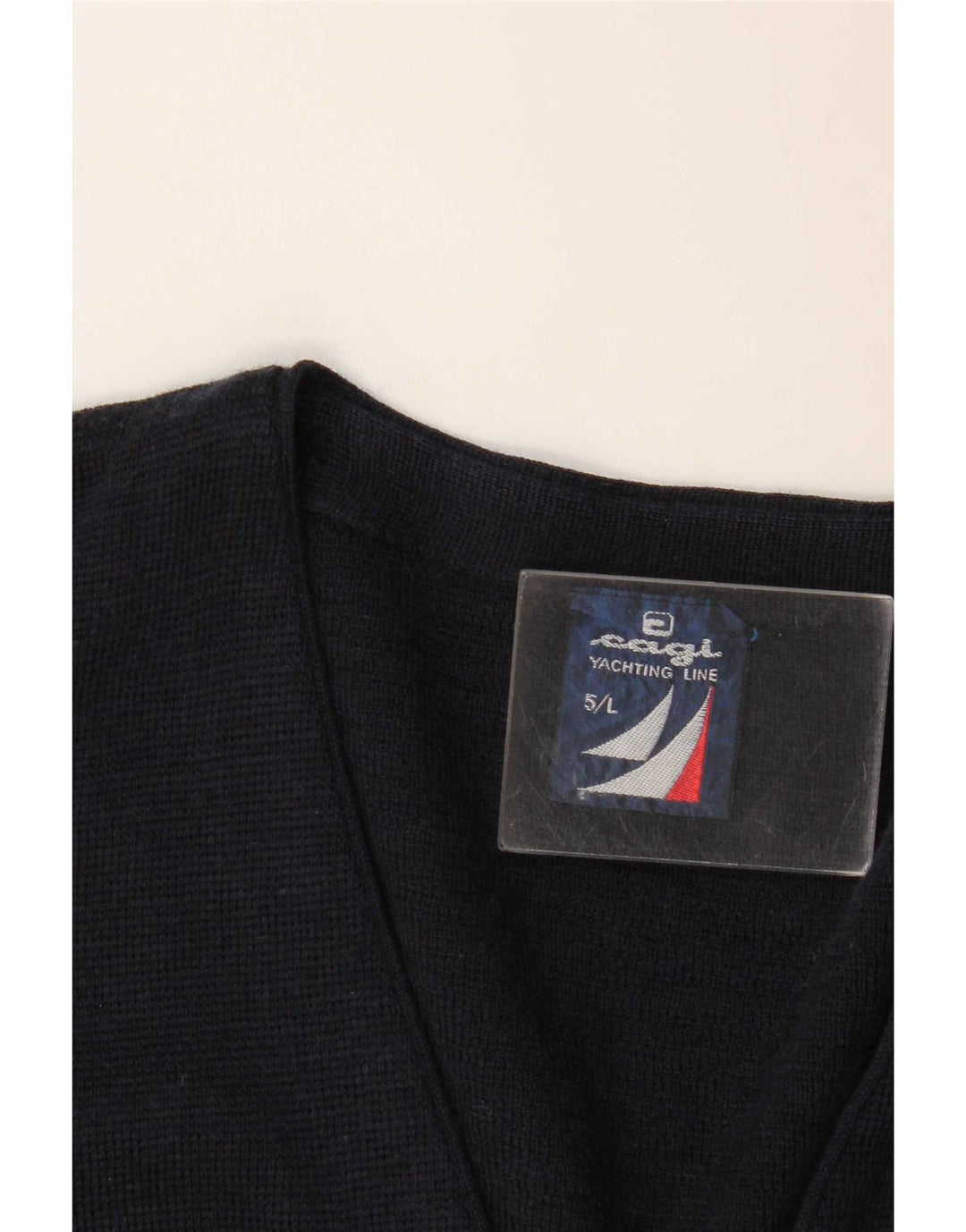 Cagi Mens Loose Fit Cardigan Sweater Large Navy Blue Wool