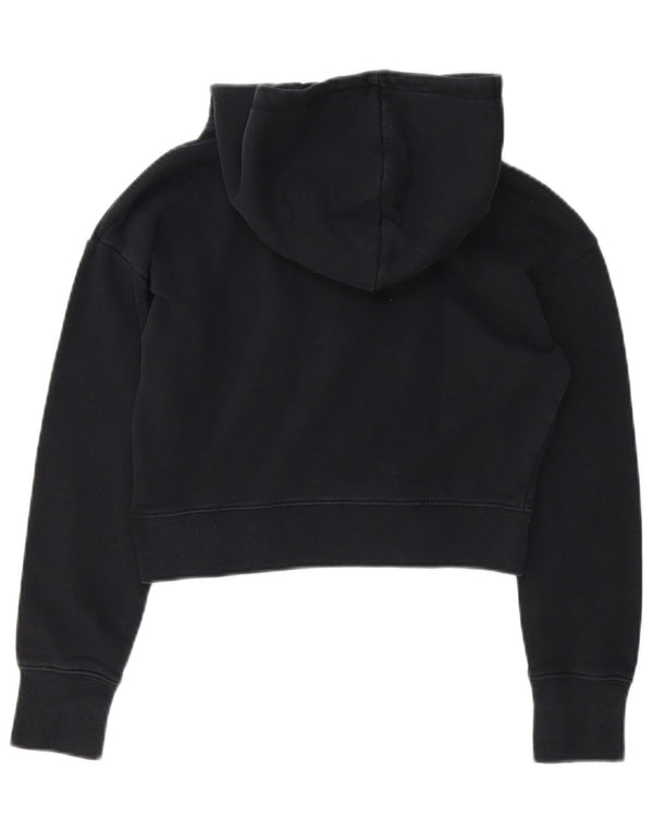 NIKE Girls Crop Graphic Hoodie Jumper 12-13 Years Large Black