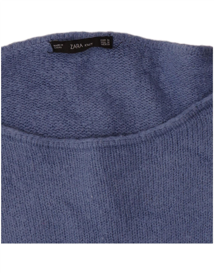Zara Womens Boat Neck Jumper Sweater UK 14 Medium Blue