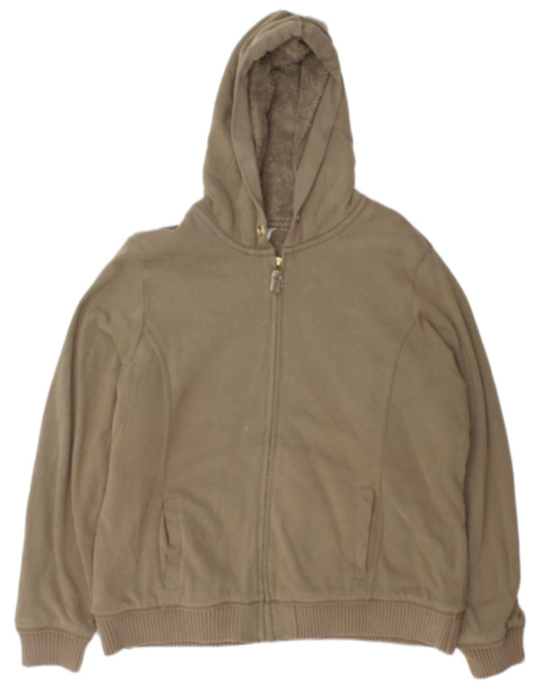 Marks & Spencer Womens Zip Hoodie Sweater UK 20 2XL Khaki Cotton