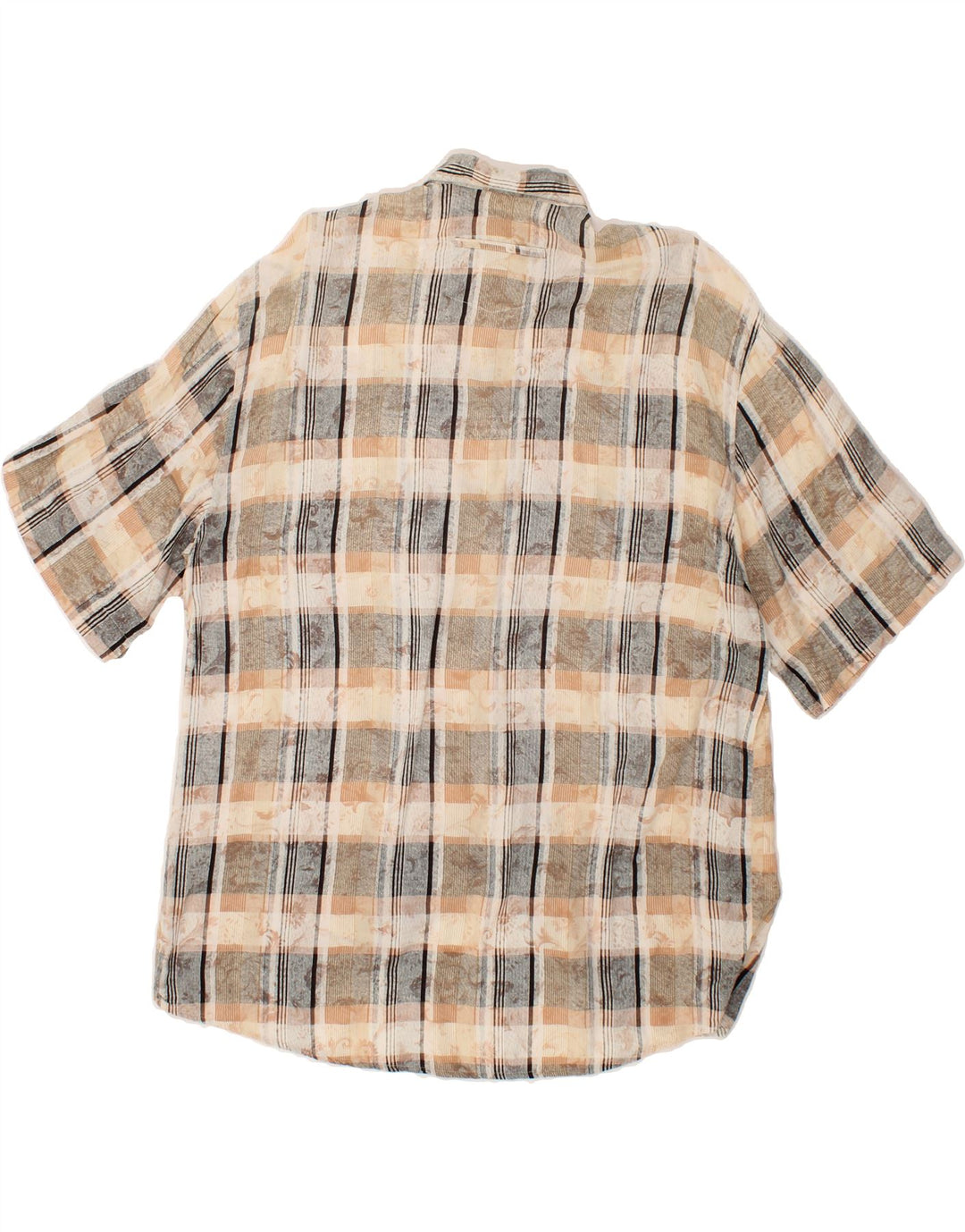 BENETTI Mens Short Sleeve Shirt Size 39 Medium Beige Check Vintage Benetti and Second-Hand Benetti from Messina Hembry 