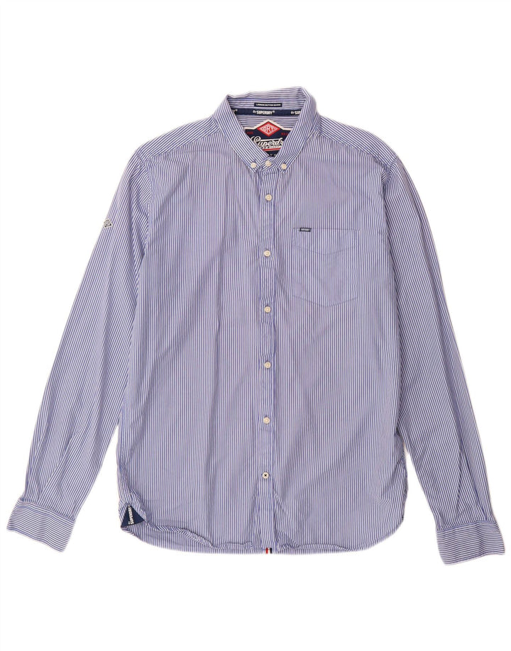 Superdry Mens Shirt XL Blue Pinstripe Cotton