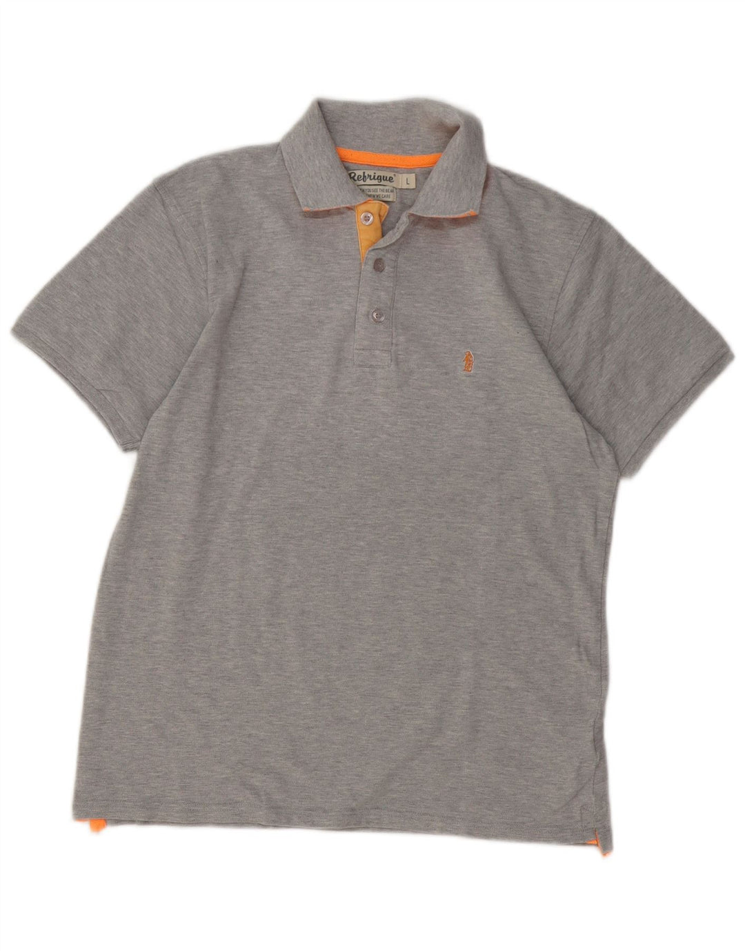 REFRIGUE Mens Polo Shirt Large Grey Cotton