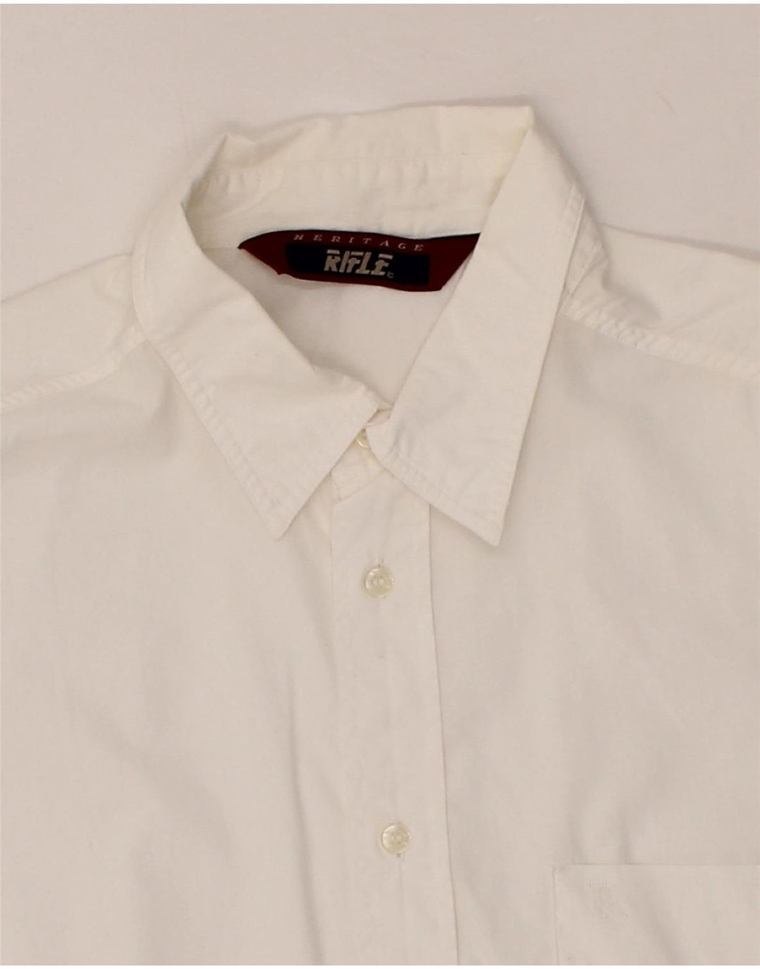 RIFLE Mens Short Sleeve Shirt Large White Cotton Classic Vintage Rifle and Second-Hand Rifle from Messina Hembry 