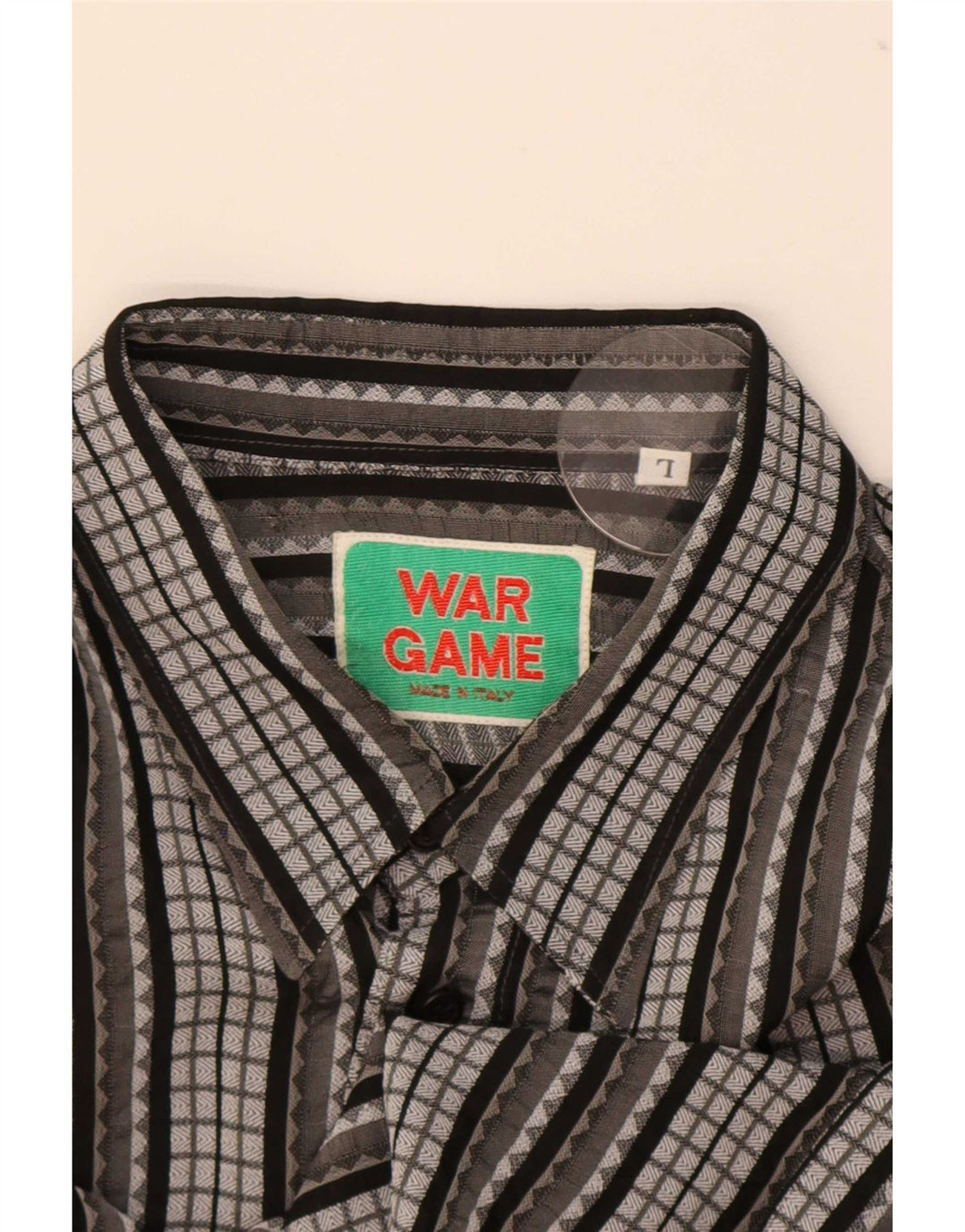 Vintage Mens Shirt Large Grey Striped Acetate
