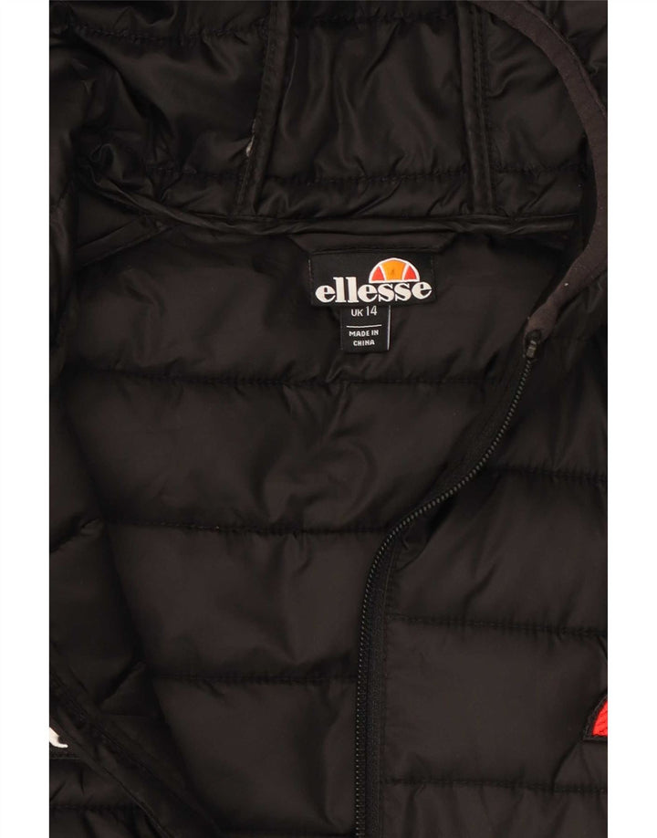 Ellesse Womens Hooded Padded Jacket UK 14 Large Black Polyester