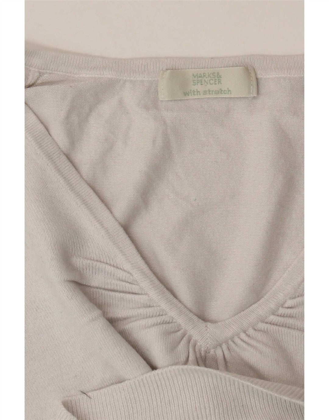 Marks & Spencer Womens 3/4 Sleeve V-Neck Jumper Sweater UK 14 Medium White