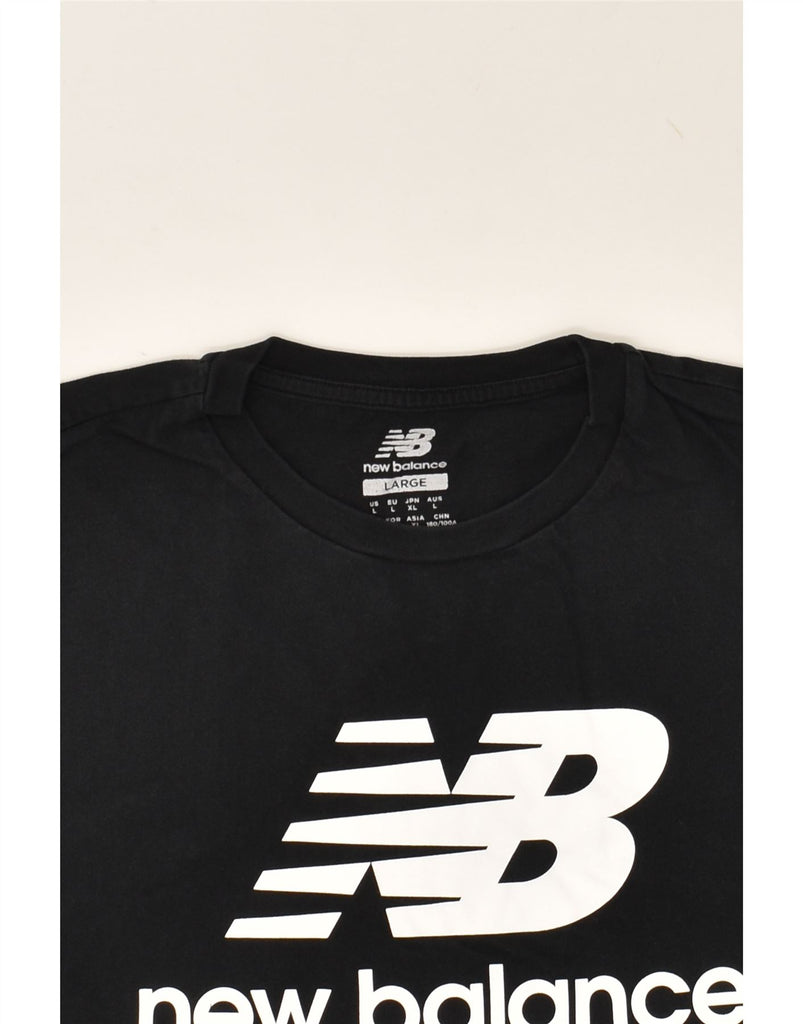 NEW BALANCE Womens Graphic T-Shirt Top UK 16 Large Black Cotton | Vintage New Balance | Thrift | Second-Hand New Balance | Used Clothing | Messina Hembry 