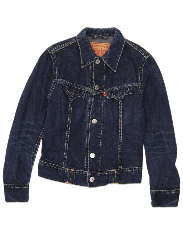 Levi's Womens Crop Denim Jacket UK 10 Small Blue Cotton