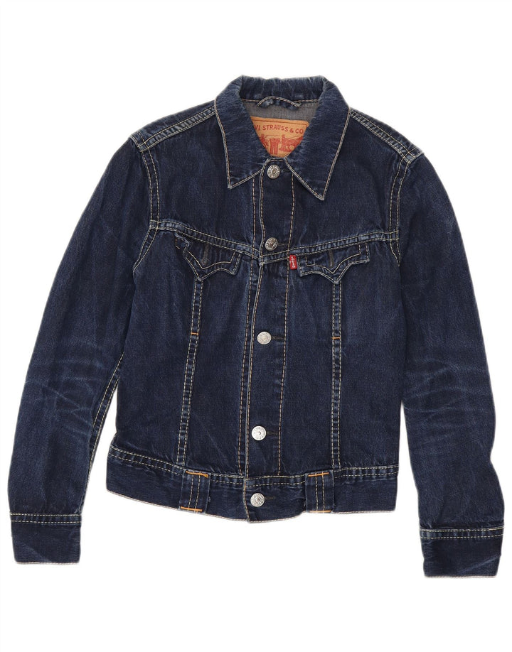 Levi's Womens Crop Denim Jacket UK 10 Small Blue Cotton