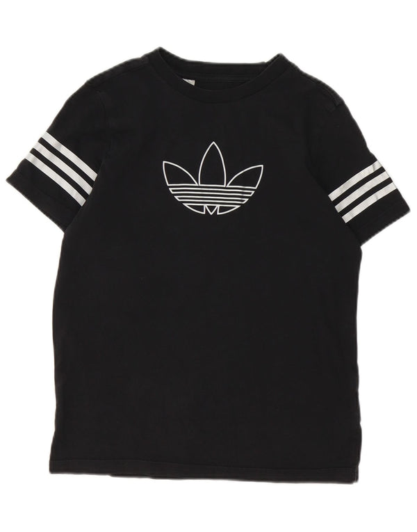 Adidas Boys Graphic T-Shirt Top 11-12 Years Black Cotton Sports