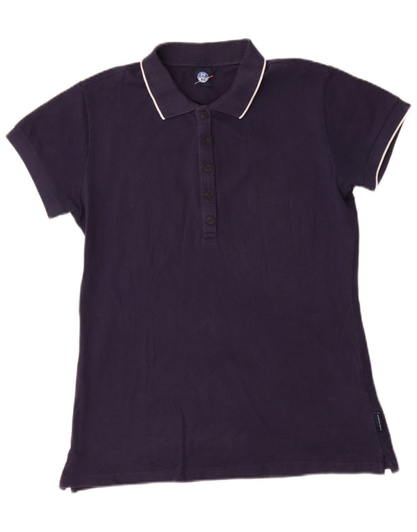 North Sails Womens Polo Shirt UK 10 Small Navy Blue Cotton
