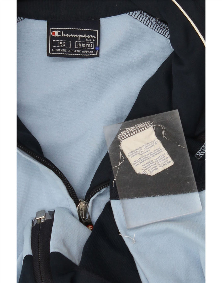 CHAMPION Boys Tracksuit Top Jacket 11-12 Years Blue Colourblock Polyester