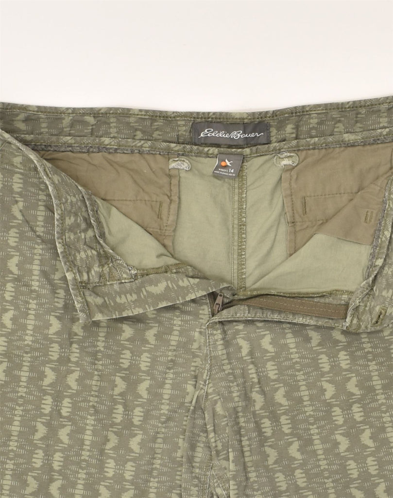 EDDIE BAUER Womens Crazy Pattern Chino Shorts US 14 XL W36 Khaki Cotton | Vintage Eddie Bauer | Thrift | Second-Hand Eddie Bauer | Used Clothing | Messina Hembry 