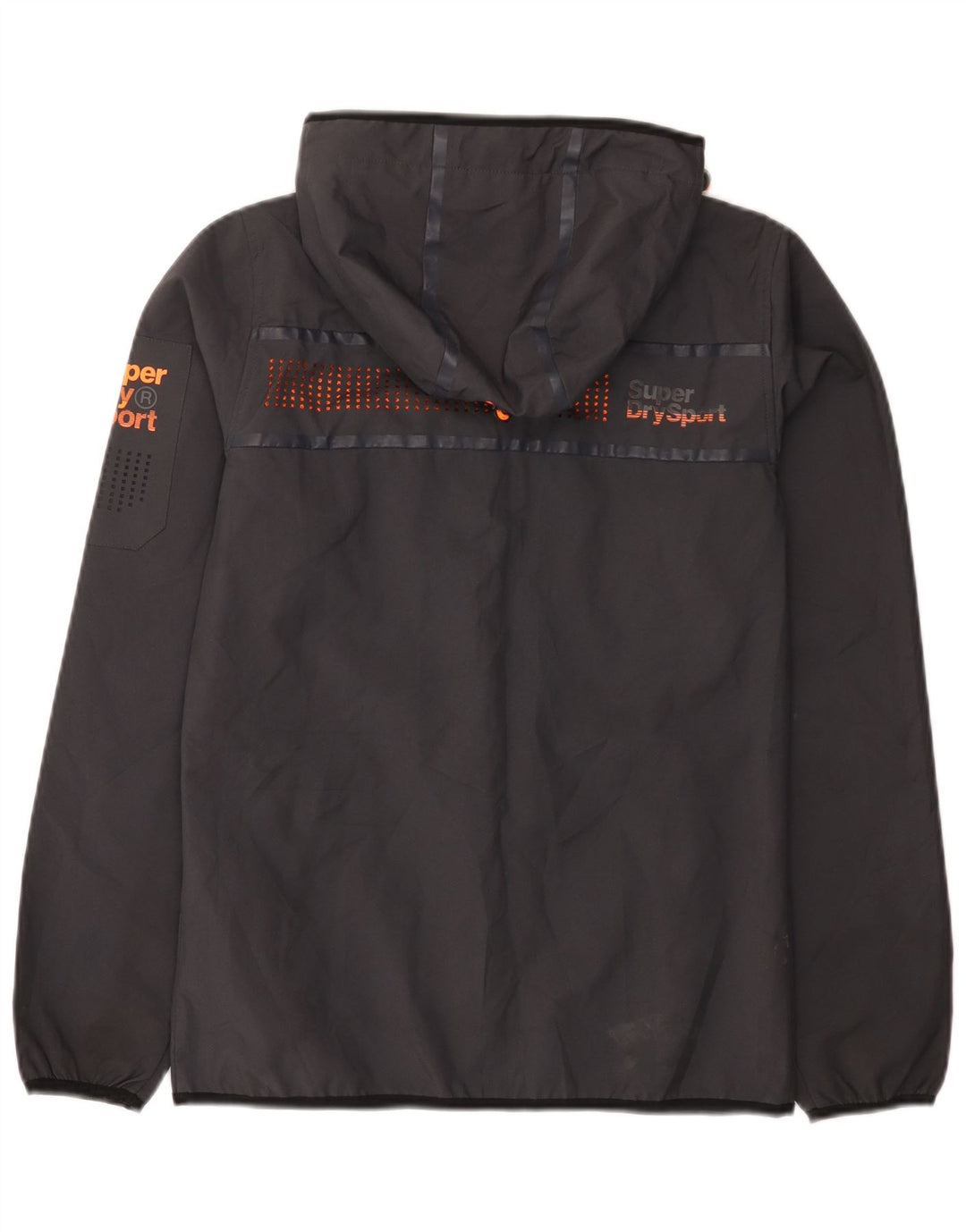 Superdry Mens Graphic Hooded Rain Jacket UK 34 XS Grey Polyester