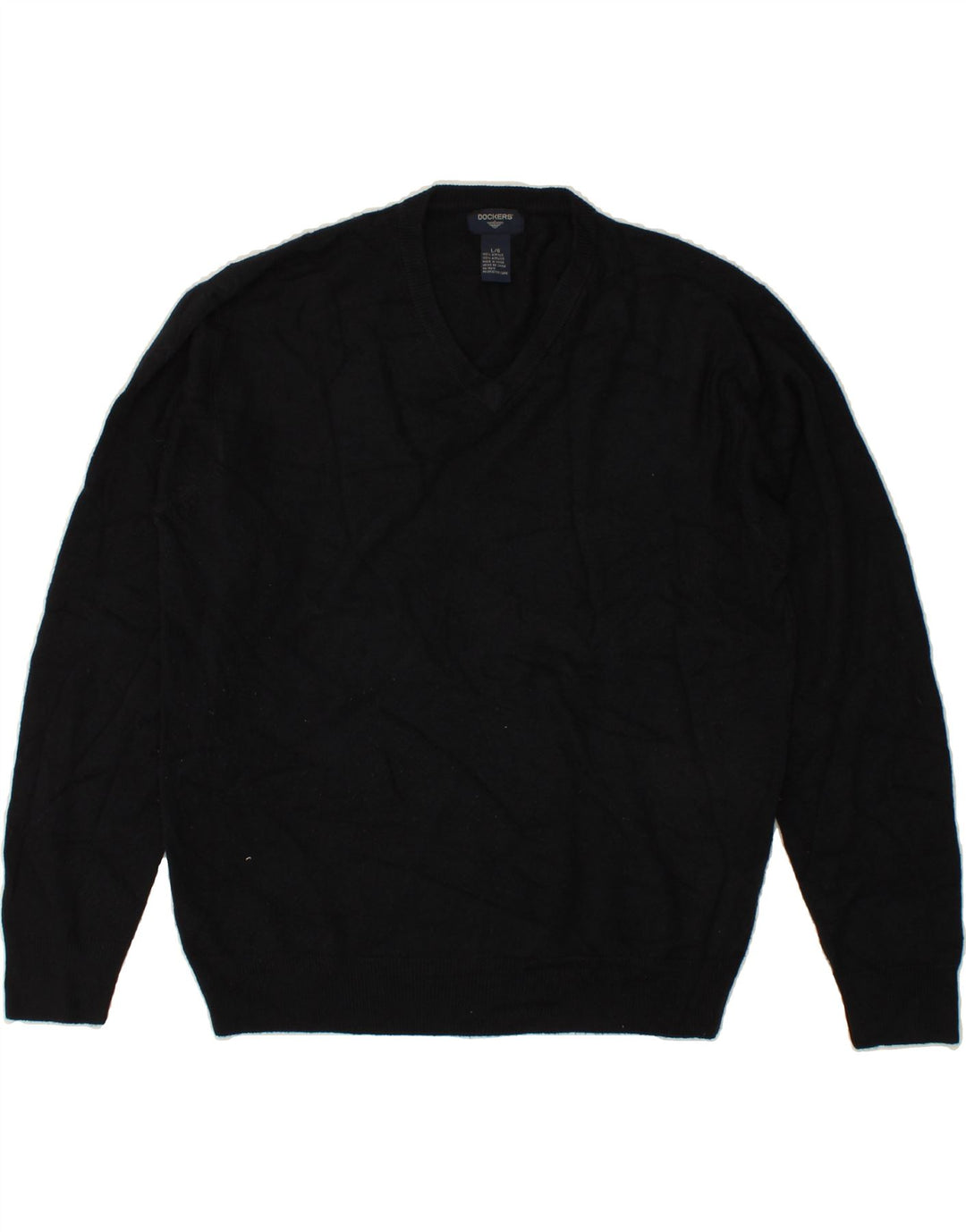 DOCKERS Mens V-Neck Jumper Sweater Large Navy Blue Acrylic Vintage Dockers and Second-Hand Dockers from Messina Hembry 