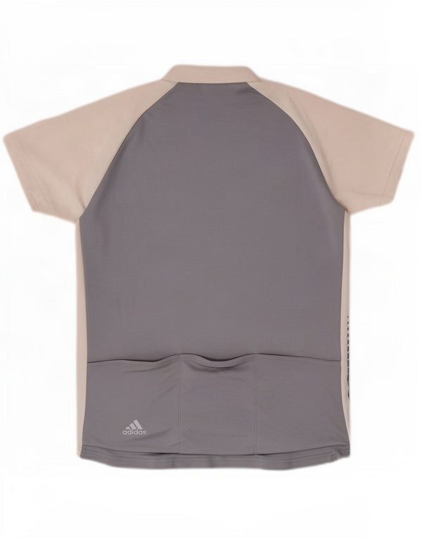 Adidas Womens T-Shirt Top UK 16 Large Grey Colourblock Polyester