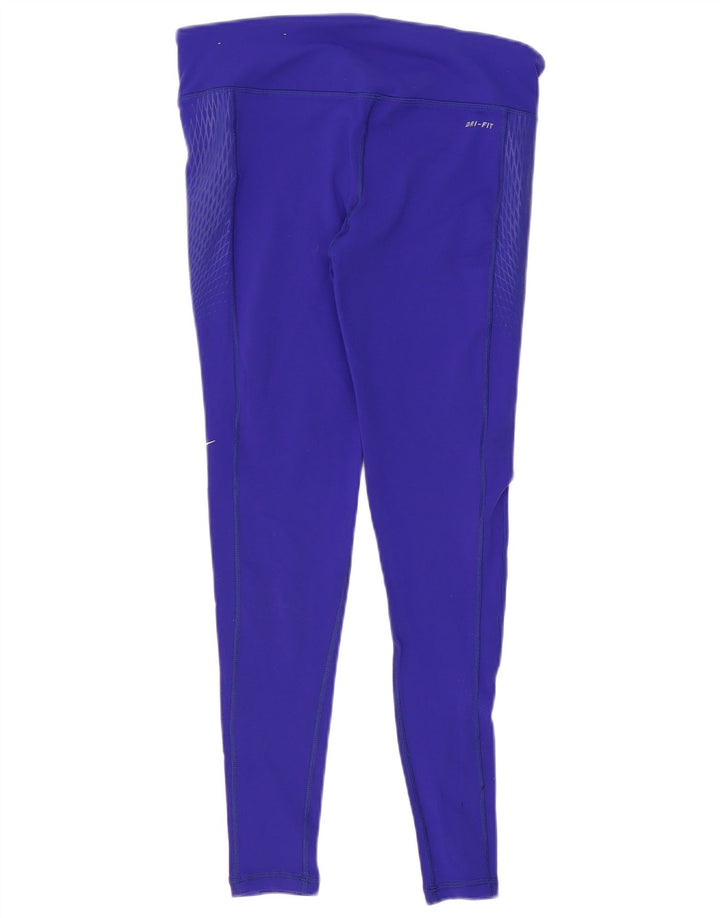NIKE Womens Dri Fit Leggings UK 14 Medium Purple Nylon