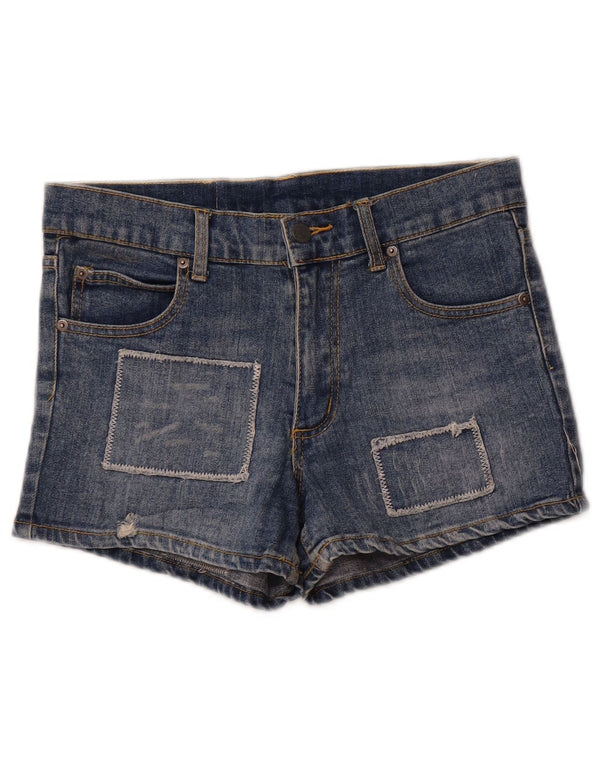 Cheap Monday Womens Distressed Denim Shorts W29 Medium Blue Patchwork