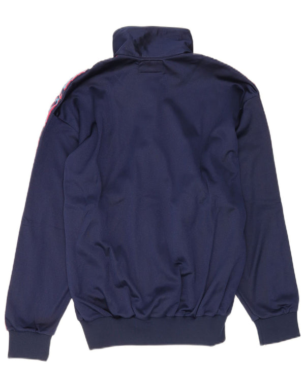 Asics Womens Graphic Tracksuit Top Jacket IT 42 Medium Navy Blue Polyamide