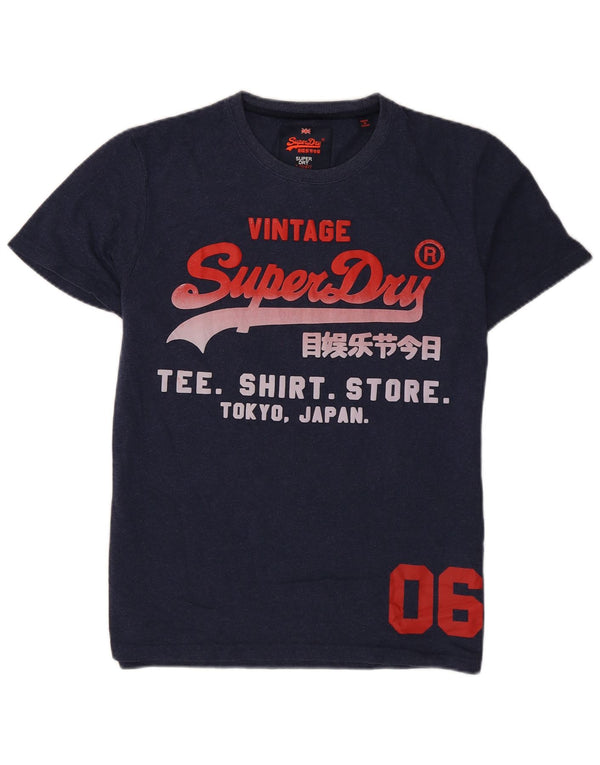 Superdry Mens Graphic T-Shirt Top XL Navy Blue Cotton