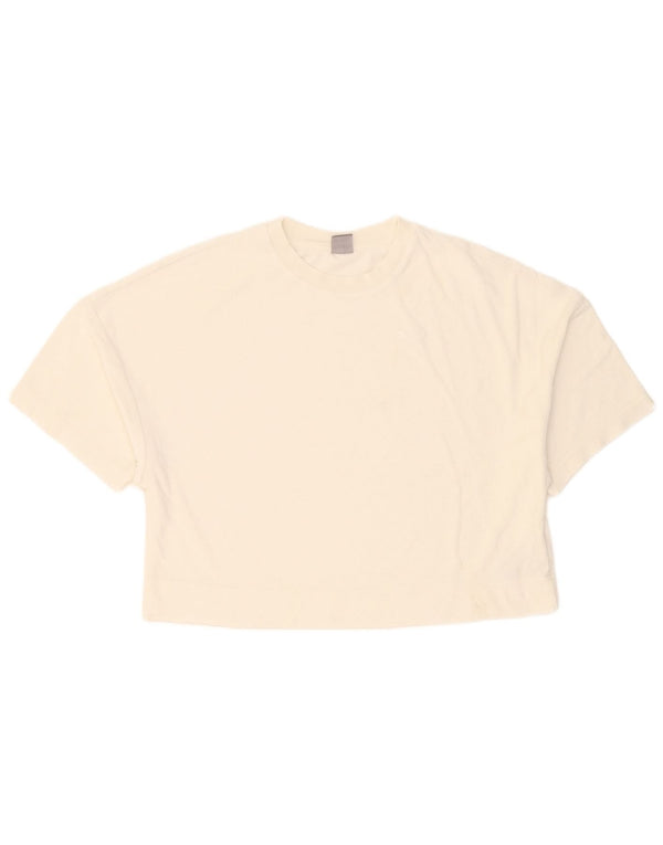 Puma Womens Crop T-Shirt Top UK 14 Medium White Cotton