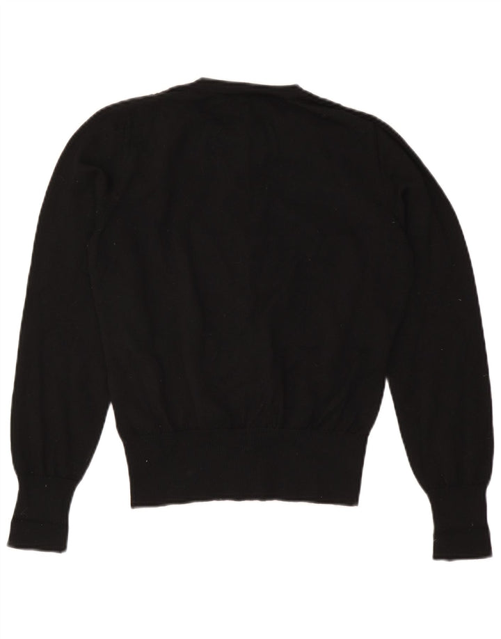 Luisa Spagnoli Womens Cardigan Sweater UK 14 Medium Black Geometric Wool