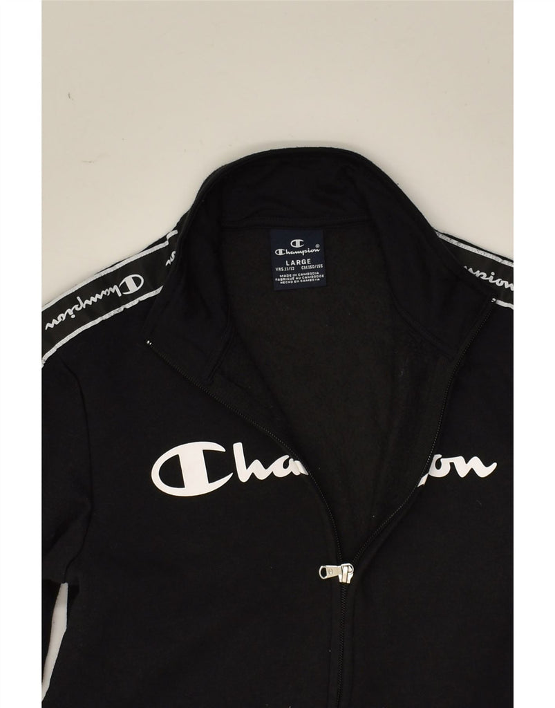 CHAMPION Boys Graphic Tracksuit Top Jacket 11-12 Years Large Black Cotton | Vintage Champion | Thrift | Second-Hand Champion | Used Clothing | Messina Hembry 