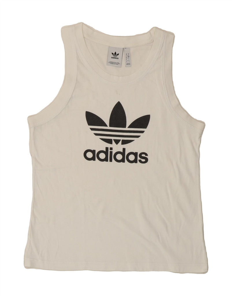 ADIDAS Mens Graphic Vest Top Small White Vintage Adidas and Second-Hand Adidas from Messina Hembry 