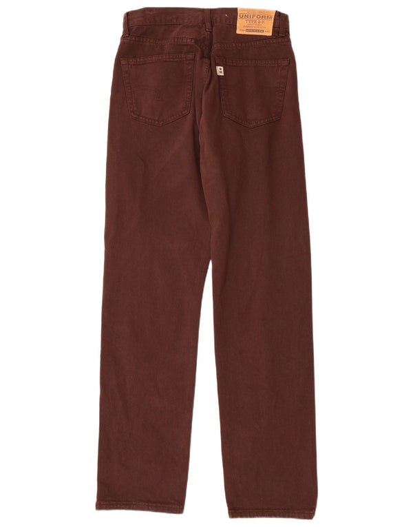 Uniform Mens Straight Casual Trousers W29 L32 Brown Cotton