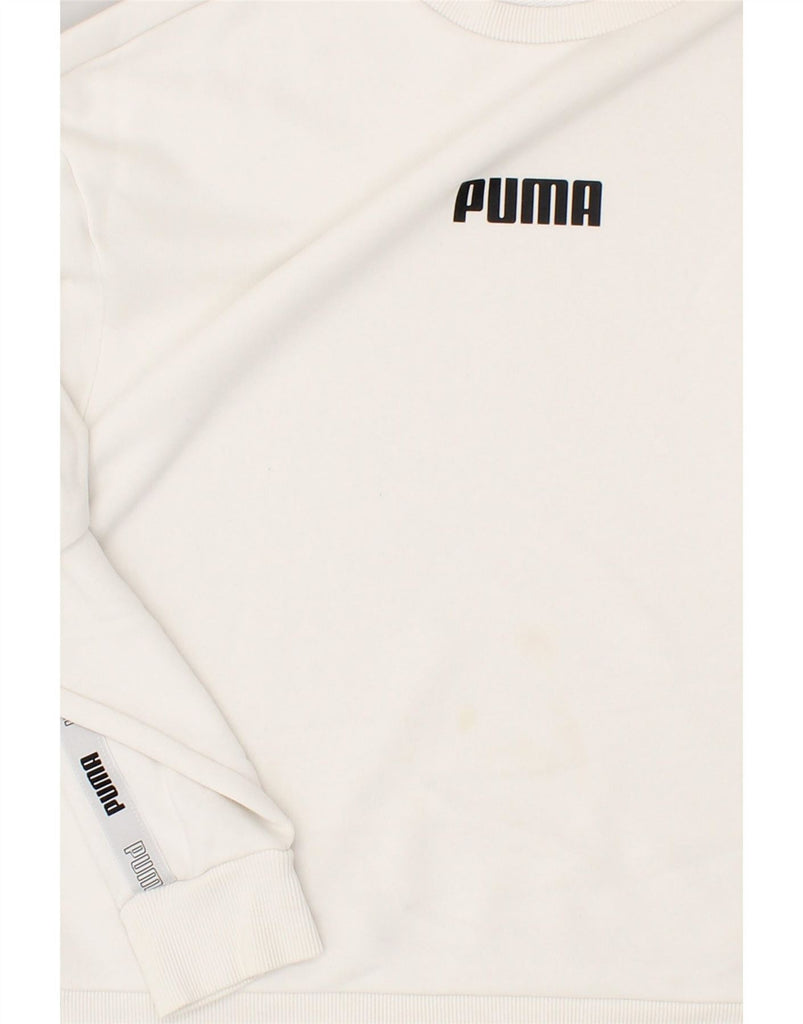 PUMA Womens Graphic Sweatshirt Jumper UK 6 XS White Cotton Vintage Puma and Second-Hand Puma from Messina Hembry 