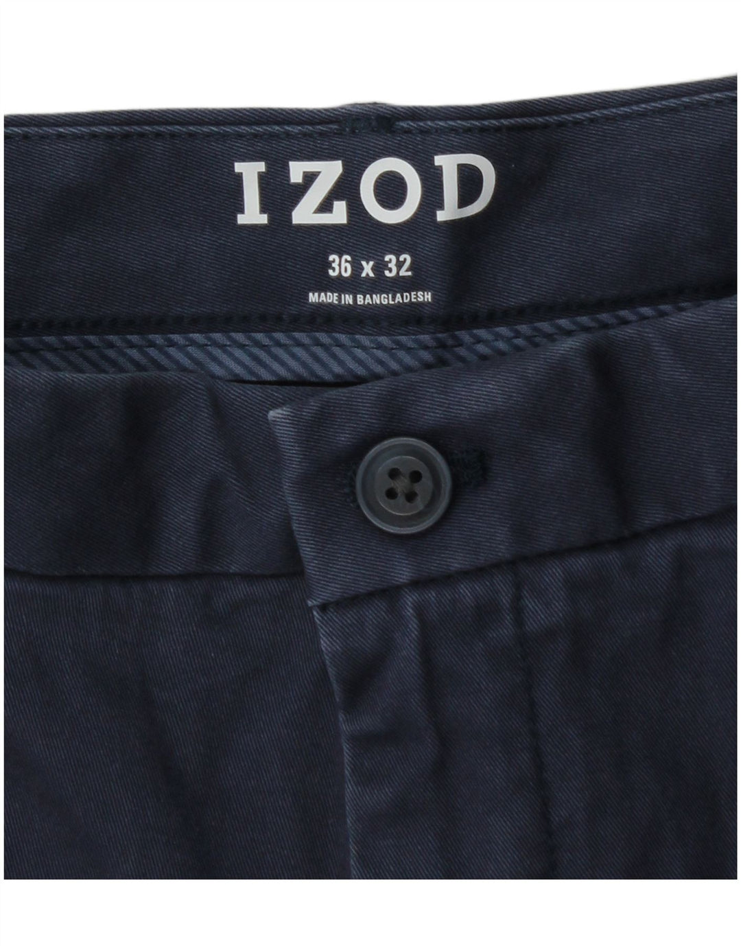 IZOD Mens Straight Chino Trousers W36 L32 Navy Blue Cotton