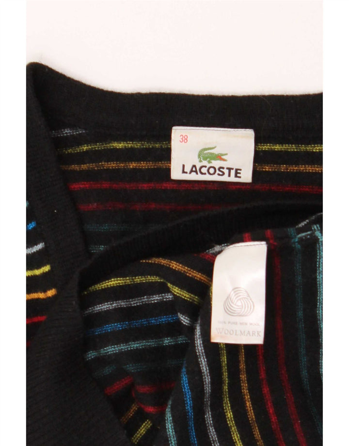 Lacoste Womens V-Neck Jumper Sweater Size 38 Medium Multicoloured Striped
