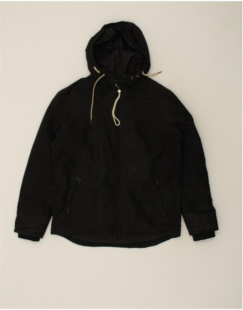 JACK & JONES Mens Hooded Windbreaker Jacket UK 40 Large Black | Vintage Jack & Jones | Thrift | Second-Hand Jack & Jones | Used Clothing | Messina Hembry 