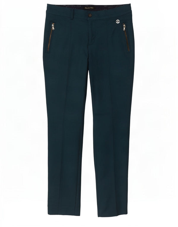 Massimo Dutti Womens Slim Casual Trousers EU 38 Small W28 L29 Green