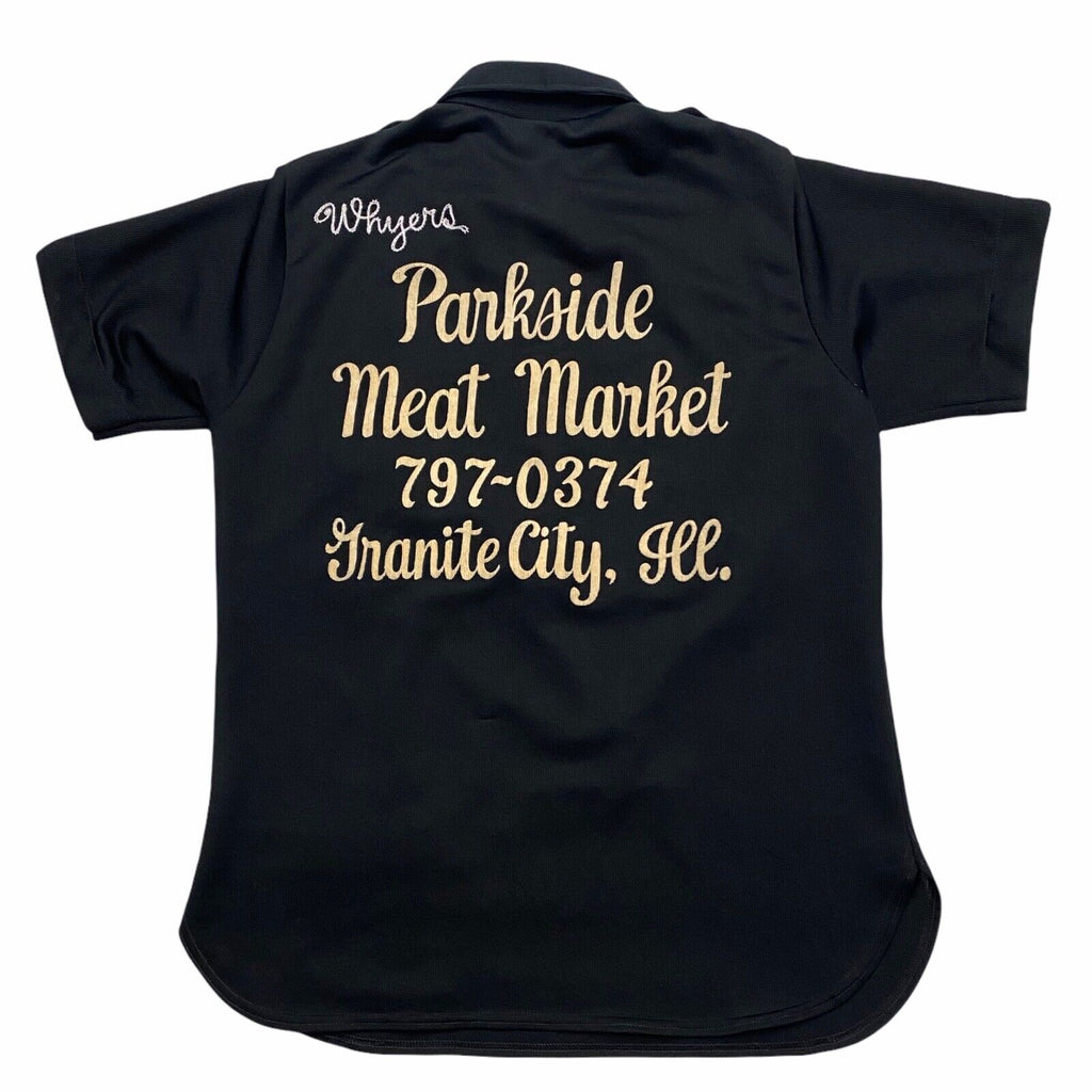 Parkside Meat Market Collared Zip Up Polyester Women's Top | Vintage Designer | Vintage Messina Hembry | Thrift | Second-Hand Messina Hembry | Used Clothing | Messina Hembry 